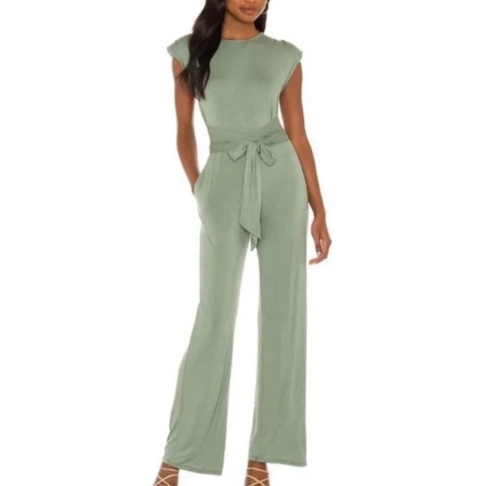 NBD Eloise Pantsuit Jumpsuit Wide Leg w Tie EUC